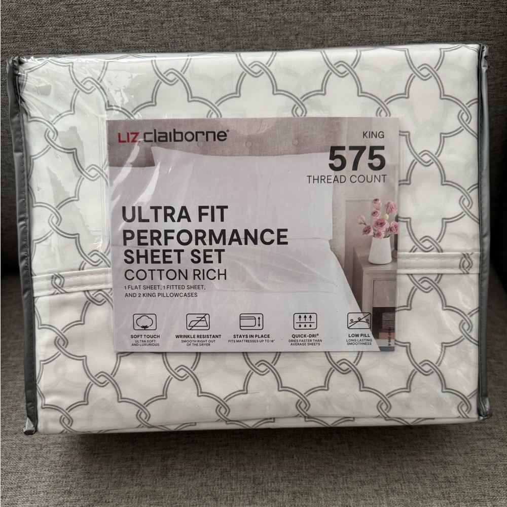 Liz Claiborne King Sheet Set 575 Thread Count